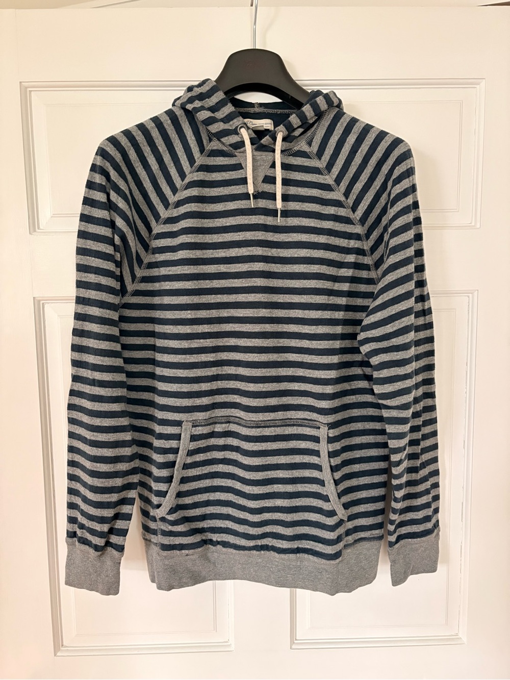 J. Crew Navy and Gray Striped Hooded Sweatshirt